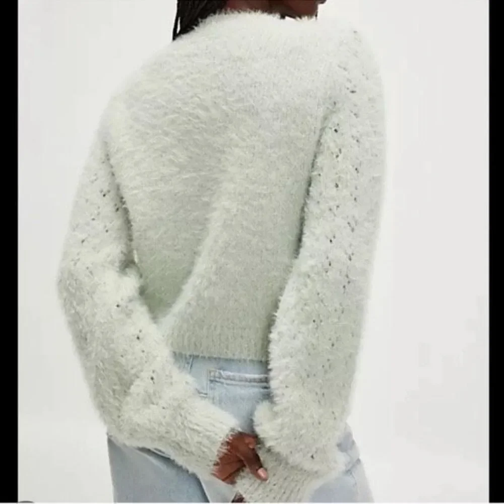 FREE PROPLE Celeste Women's Fuzzy Cardigan Sweater Seafoam -Green